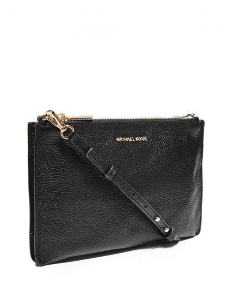 michael kors double pouch crossbody black signature|black crossbody purse.